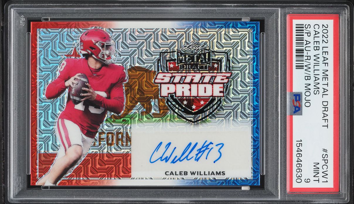2022 Metal Draft State Pride Red White Blue Mojo Caleb Williams ROOKIE AUTO 1/3 #SPCW1 PSA 9