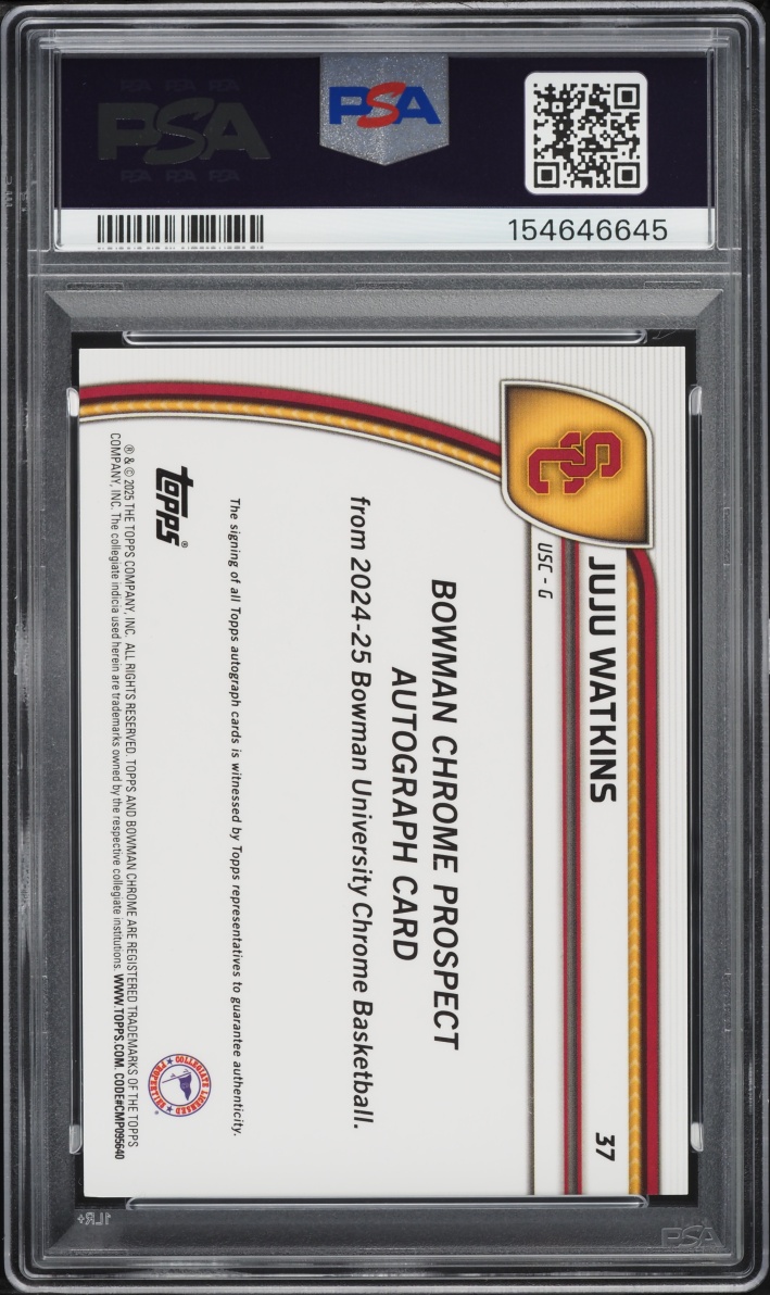 2024 Bowman Chrome University Green Refractor Juju Watkins ROOKIE AUTO /99 #37 PSA 7 NRMT