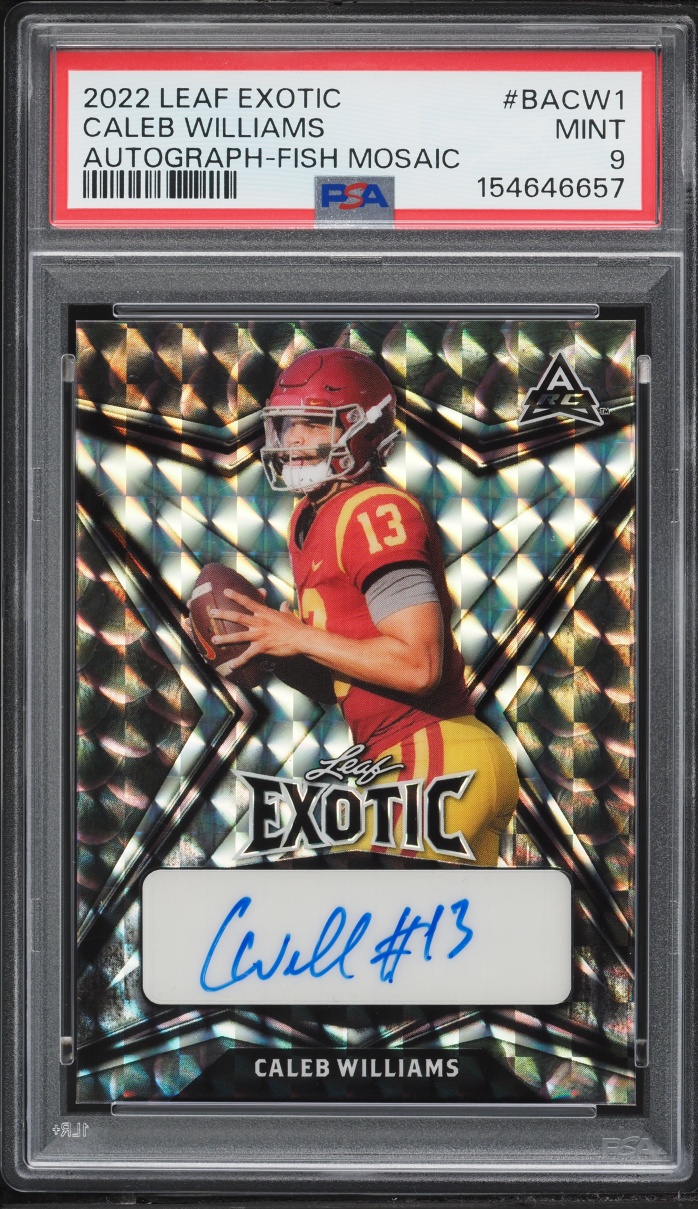 2022 Leaf Exotic Fish Mosaic Caleb Williams ROOKIE AUTO 1/2 #BACW1 PSA 9 MINT