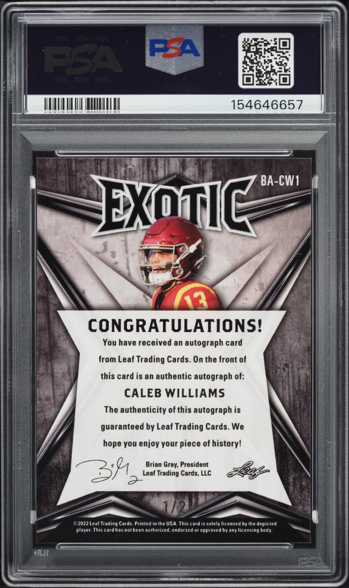 2022 Leaf Exotic Fish Mosaic Caleb Williams ROOKIE AUTO 1/2 #BACW1 PSA 9 MINT