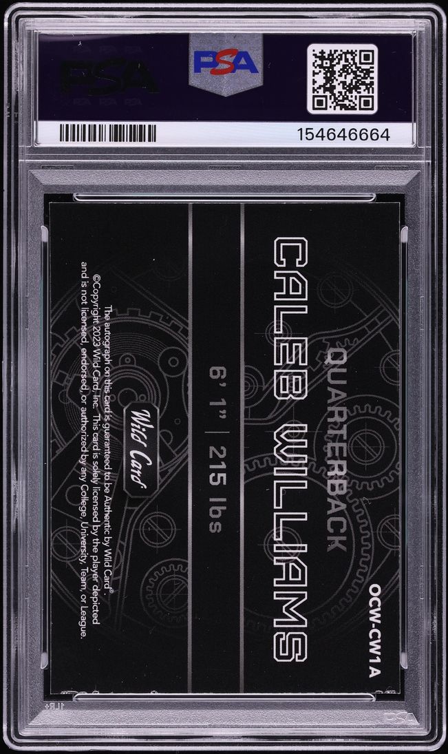 2023 Wild Card QB1 On The Clock Green Rainbow Gold Caleb Williams ROOKIE AUTO 1/1 #CW1A PSA 7