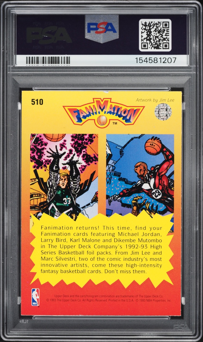 1992 Upper Deck Fanimation Larry Bird & Michael Jordan #510 PSA 7 NRMT