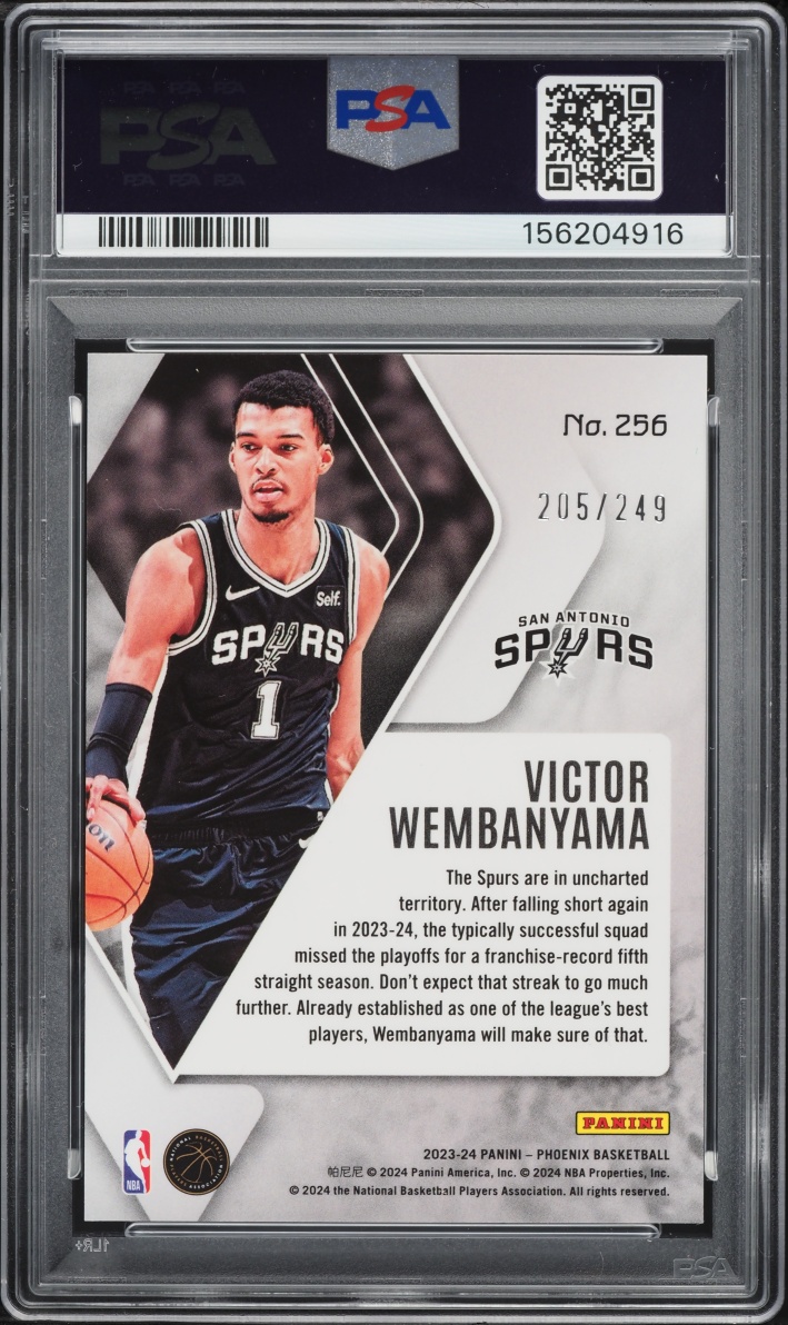 2023 Panini Phoenix Orange Ice Victor Wembanyama ROOKIE /249 #256 PSA 10 GEM MINT