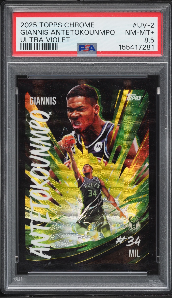 2025 Topps Chrome Ultra Violet Giannis Antetokounmpo #UV-2 PSA 8.5 NM-MT+