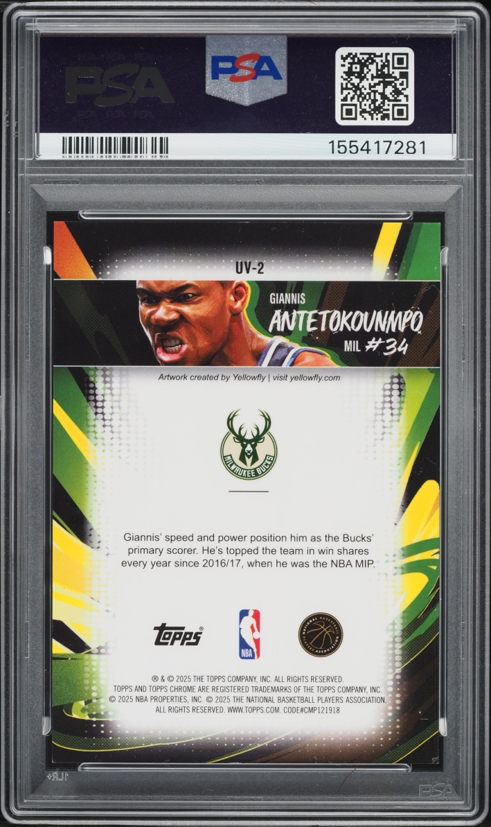 2025 Topps Chrome Ultra Violet Giannis Antetokounmpo #UV-2 PSA 8.5 NM-MT+