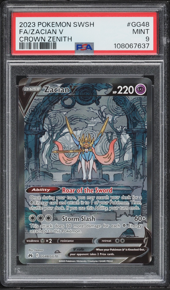 2023 Pokemon Sword & Shield Crown Zenith Full Art Zacian V #GG48 PSA 9 MINT