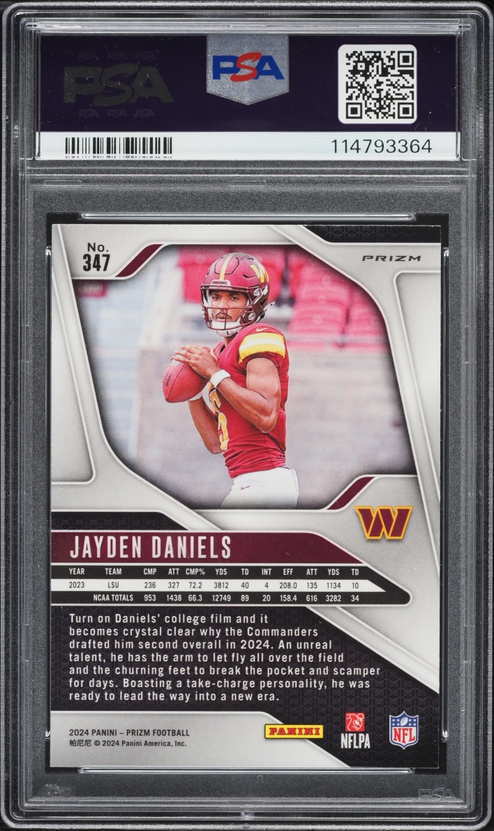 2024 Panini Prizm Lazer Jayden Daniels ROOKIE #347 PSA 9 MINT