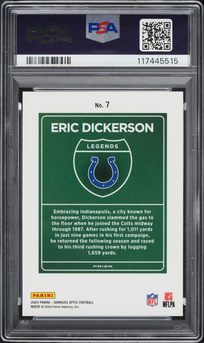 2024  Donruss Optic Downtown Legends Eric Dickerson #7 PSA 9 MINT