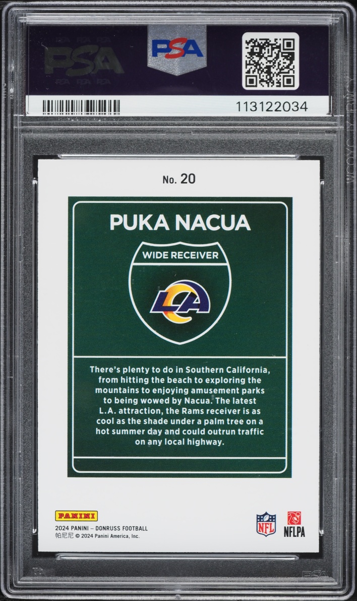 2024 Donruss Downtown Puka Nacua #20 PSA 9 MINT