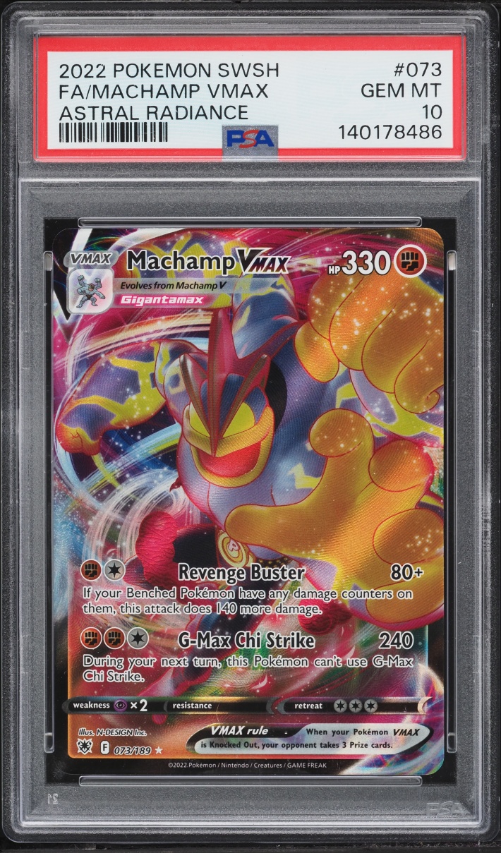 2022 Pokemon Sword & Shield Astral Radiance Full Art Machamp VMAX #73 PSA 10 GEM MINT