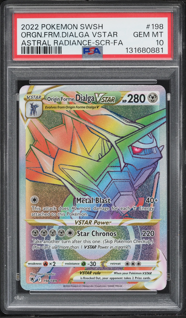 2022 Pokemon Sword & Shield Astral Radiance Rainbow Rare Origin Forme Dialga VSTAR #198 PSA 10