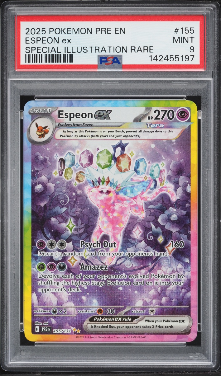 2025 Pokemon Scarlet & Violet Prismatic Evolutions SIR Espeon ex #155 PSA 9 MINT