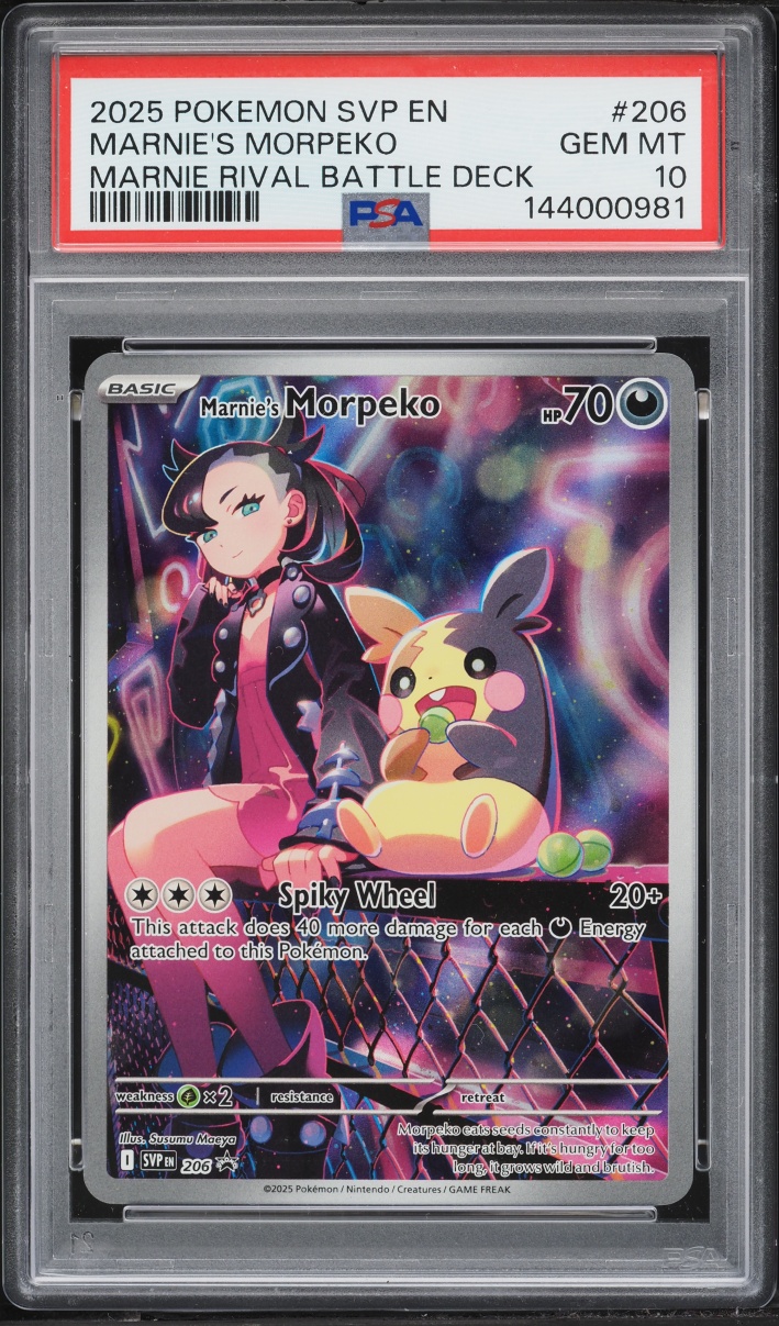 2025 Pokemon Scarlet & Violet Promo Rival Battle Deck Full Art Marnie's Morpeko #206 PSA 10 GEM