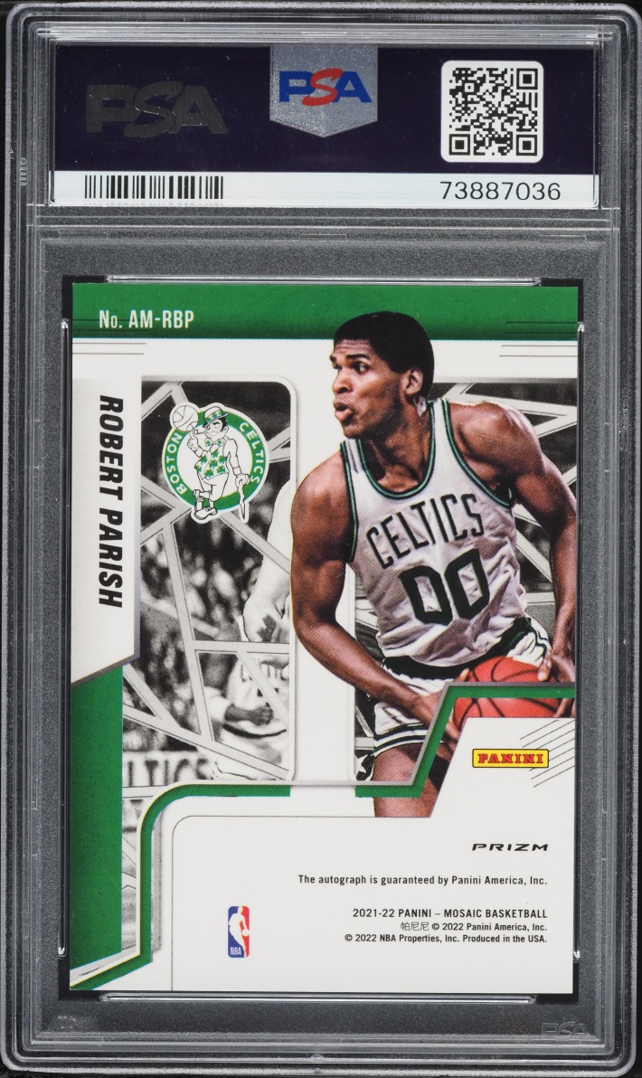 2021 Panini Mosaic Fusion Red Yellow Choice Robert Parish AUTO #AMRBP PSA 10 GEM MINT