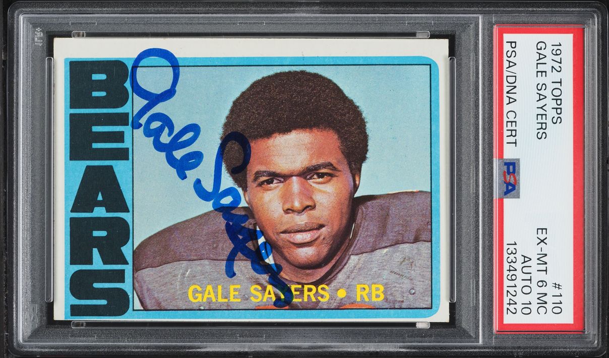 1972 Topps Football Gale Sayers AUTO DNA 10 #110 PSA 6(mc) EXMT
