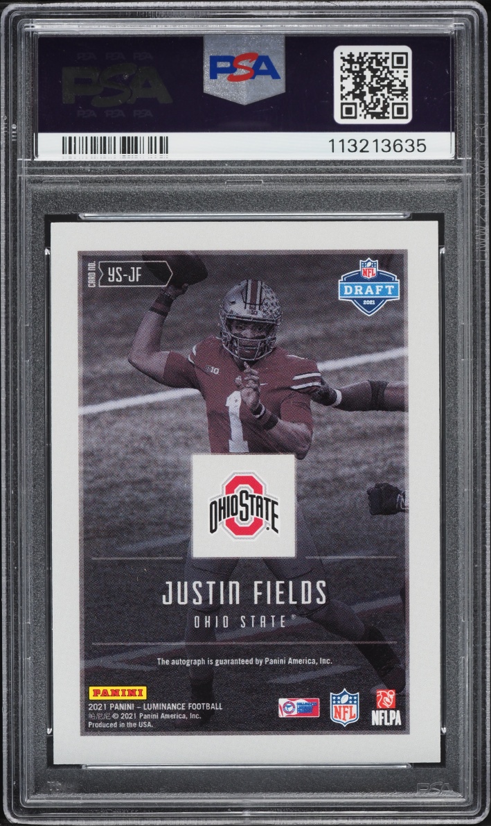 2021 Panini Luminance Year One RPS Justin Fields ROOKIE AUTO #YS-JF PSA 10 GEM MINT