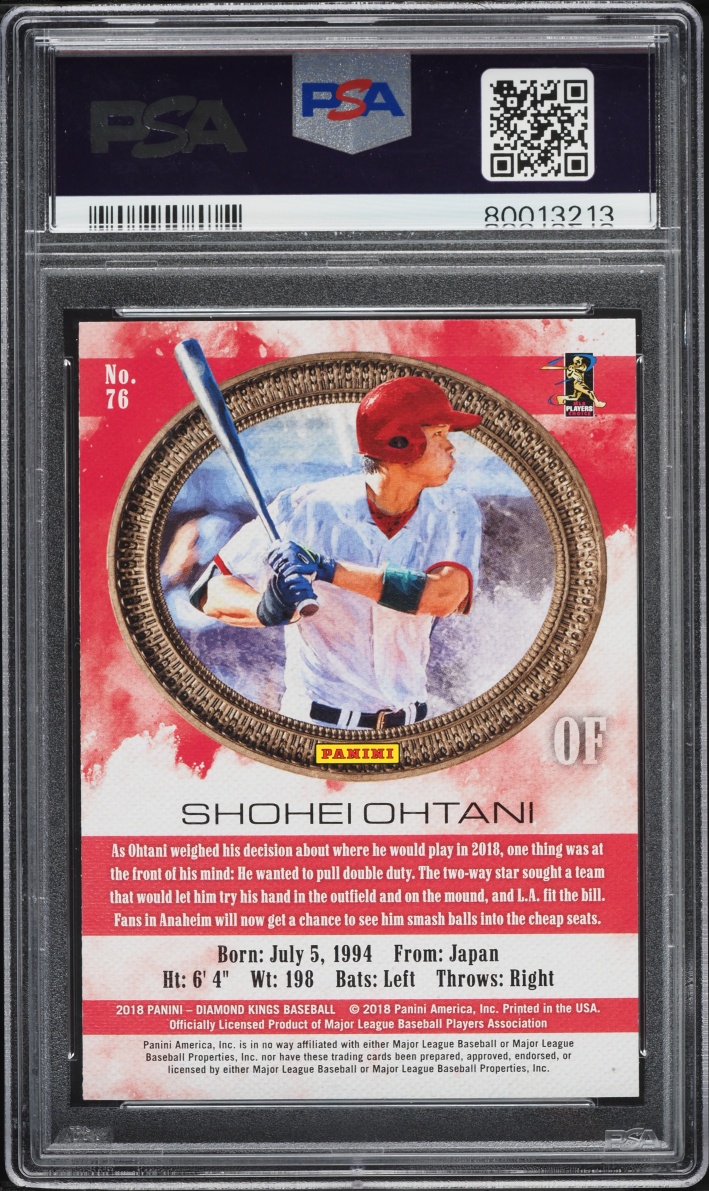 2018 Panini Diamond Kings Facing Right Shohei Ohtani ROOKIE #76 PSA 10 GEM MINT