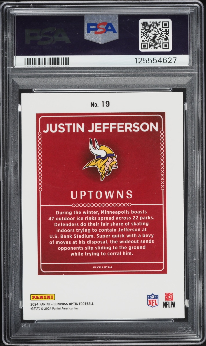 2024 Donruss Optic Uptowns Prizm Justin Jefferson #19 PSA 10 GEM MINT