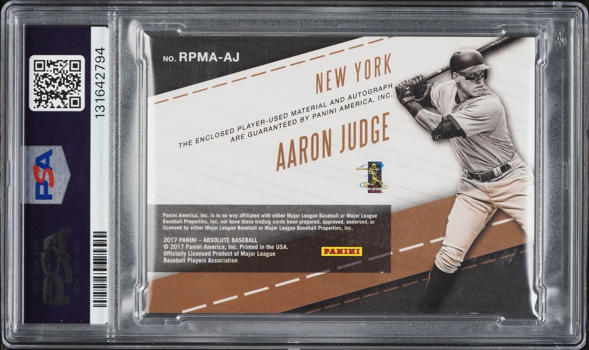 2017 Panini Chronicles Absolute Premiere Aaron Judge ROOKIE PATCH AUTO DNA 10 /99 #AJ PSA AUTH