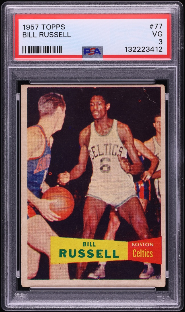 1957 Topps Basketball Bill Russell ROOKIE #77 PSA 3 VG