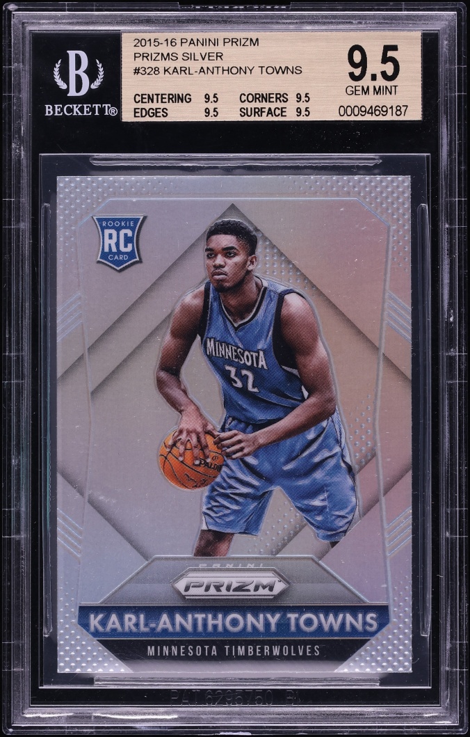 2015 Panini Prizm Silver Karl-Anthony Towns ROOKIE #328 BGS 9.5 GEM MINT