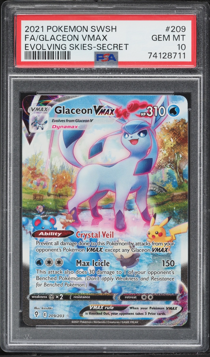 2021 Pokemon Sword & Shield Evolving Skies Alt Art Glaceon VMAX #209 PSA 10 GEM MINT