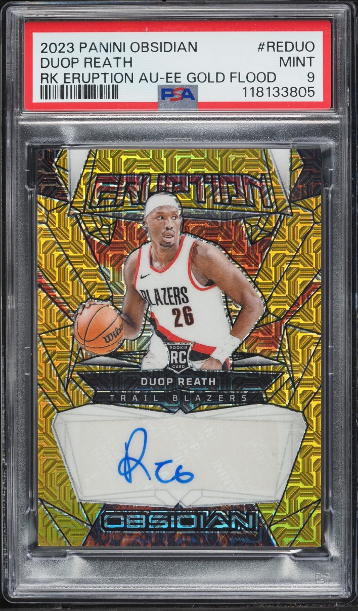 2023 Panini Obsidian Basketball Electric Etch Gold Flood Duop Reath #RE-DUO PSA 9