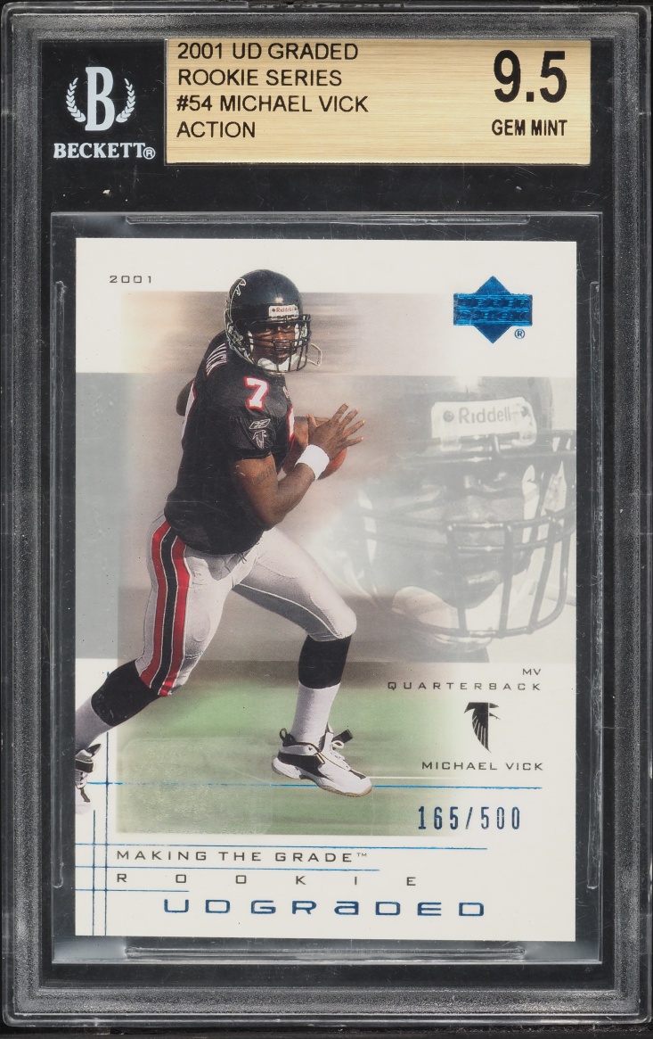 2001 Upper Deck Graded Action Michael Vick ROOKIE /500 #54 BGS 9.5 GEM MINT