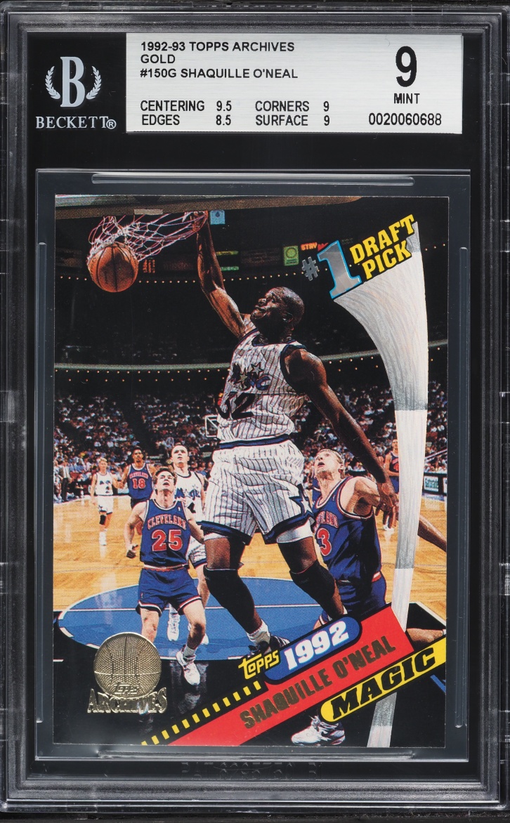 1992 Topps Archives Gold Shaquille O'Neal ROOKIE #150G BGS 9 MINT
