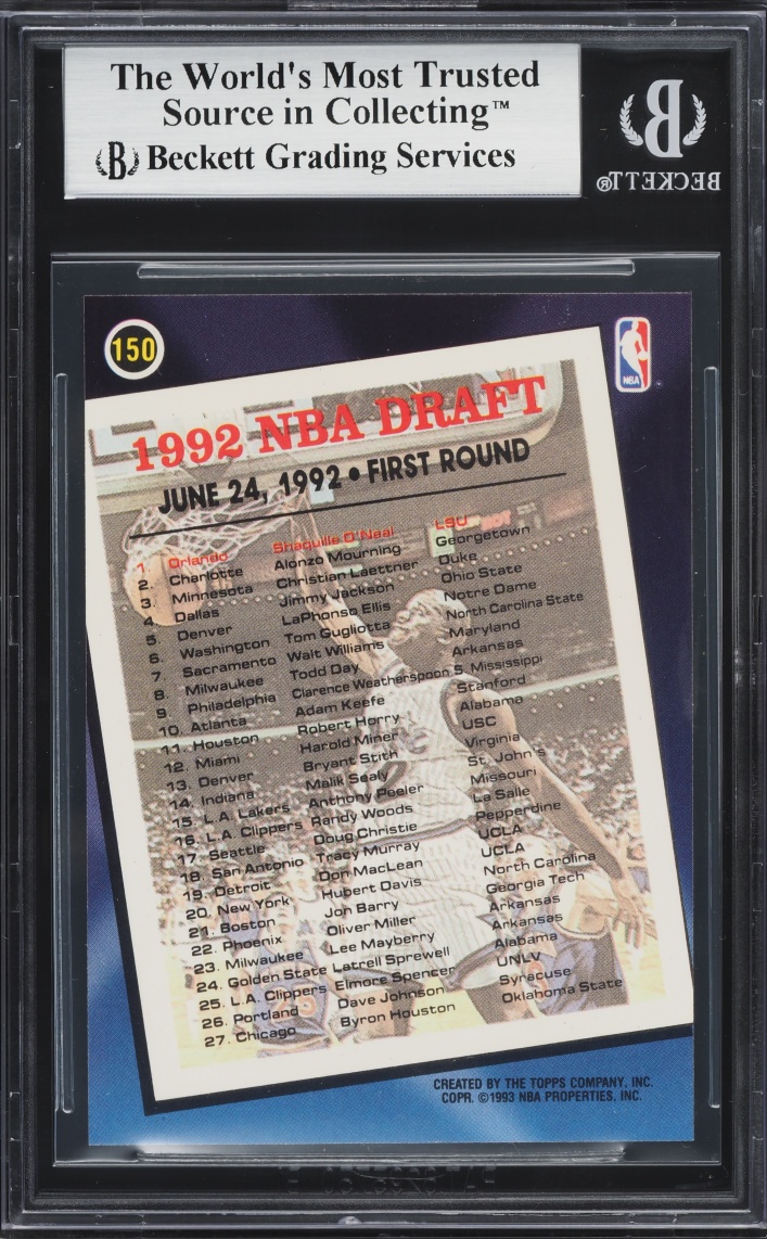 1992 Topps Archives Gold Shaquille O'Neal ROOKIE #150G BGS 9 MINT