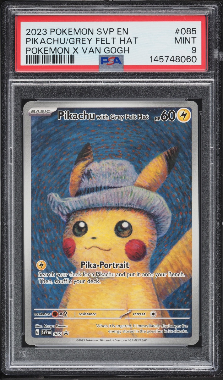 2023 Pokemon Scarlet & Violet Promo Van Gogh Full Art Pikachu With Grey Felt Hat #85 PSA 9 MINT