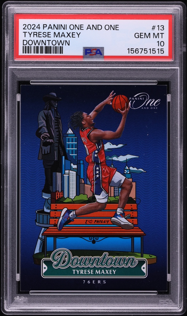 2024 Panini One And One Downtown Tyrese Maxey #13 PSA 10 GEM MINT