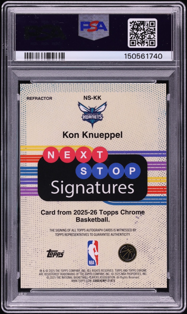 2025 Topps Chrome Next Stop Refractor Kon Knueppel ROOKIE AUTO DNA 10 #NS-KK PSA 10 GEM MINT