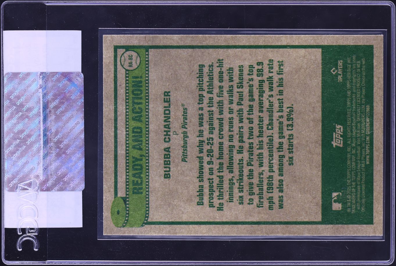 2026 Topps Heritage Ready, And Action! Bubba Chandler ROOKIE #RA-BC CGC AUTH