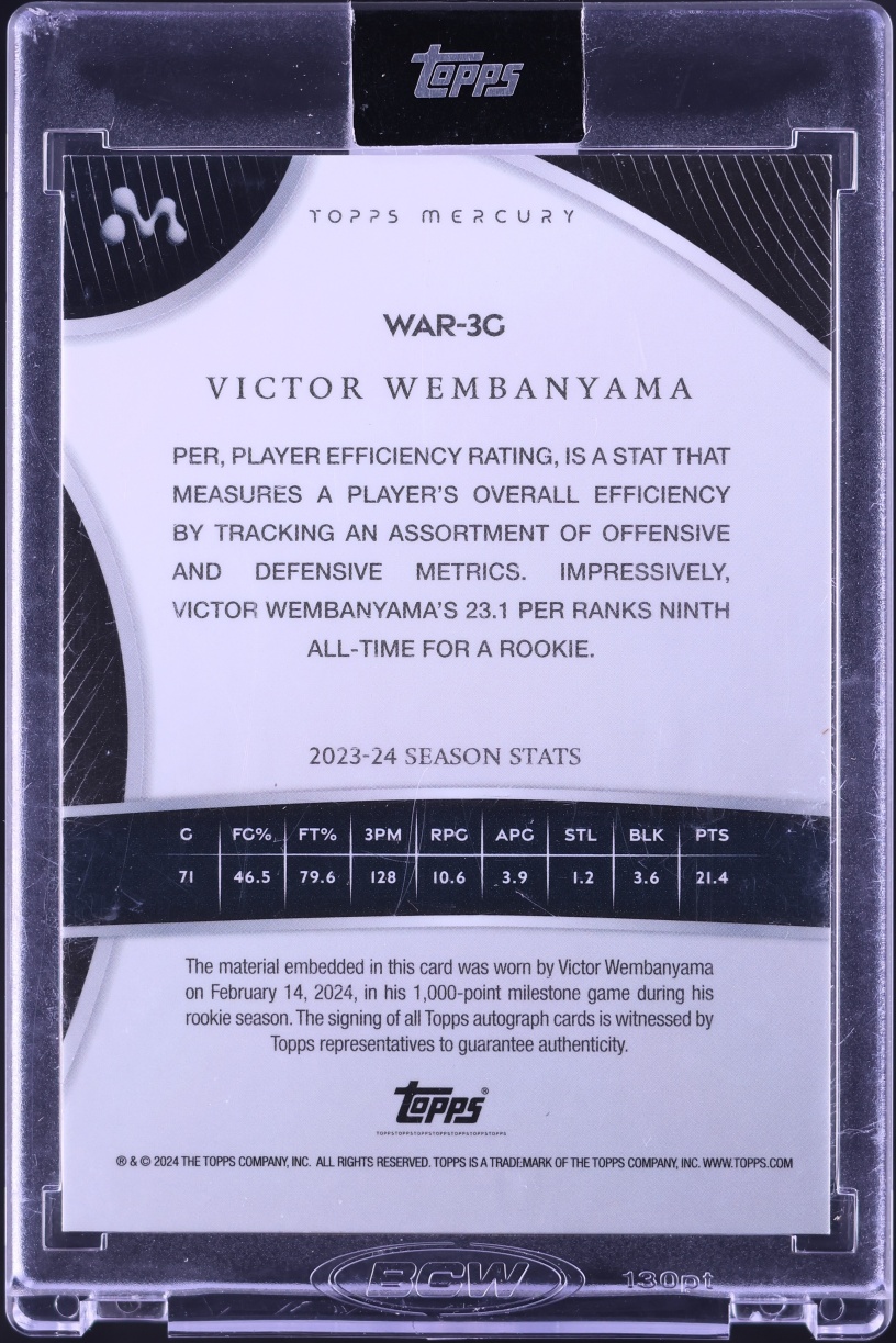 2023 Topps Mercury Red Refractor Victor Wembanyama ROOKIE PATCH AUTO 5/5 #WAR-3G