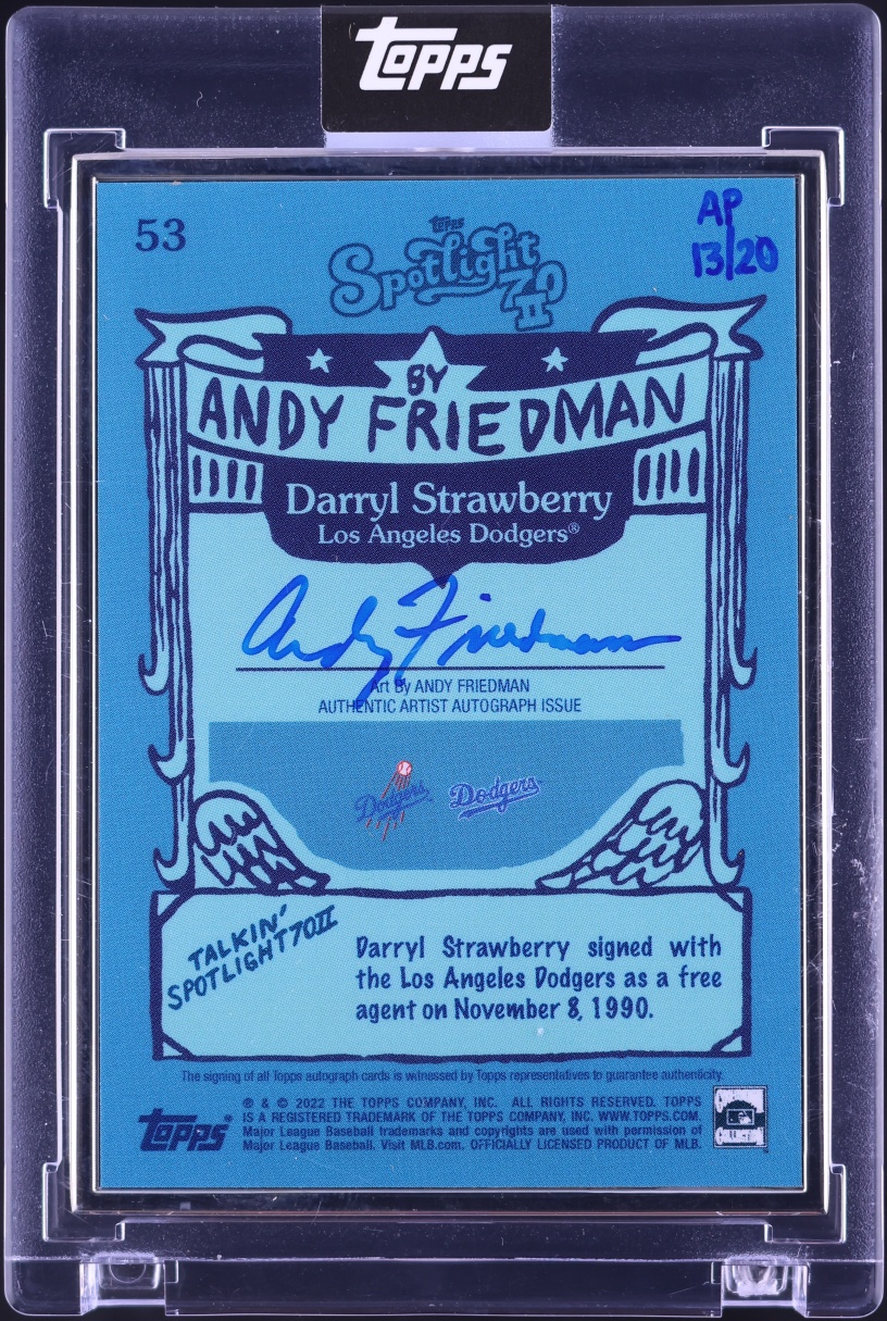 2022 Topps Project 70 Series 2 '91 Artist Proof Darryl Strawberry Andy Friedman AUTO /20 #53
