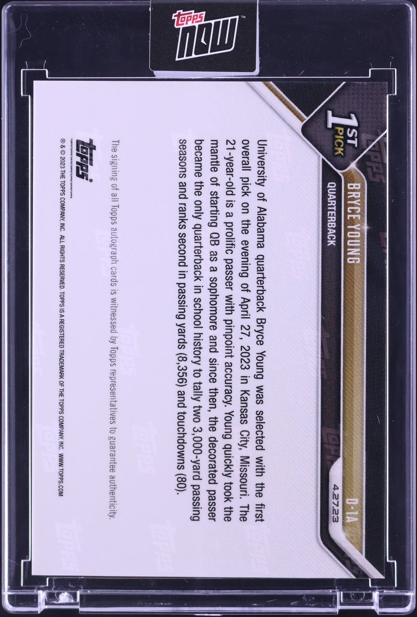 2023 Topps Now Draft Purple Bryce Young ROOKIE AUTO /25 #D-1A