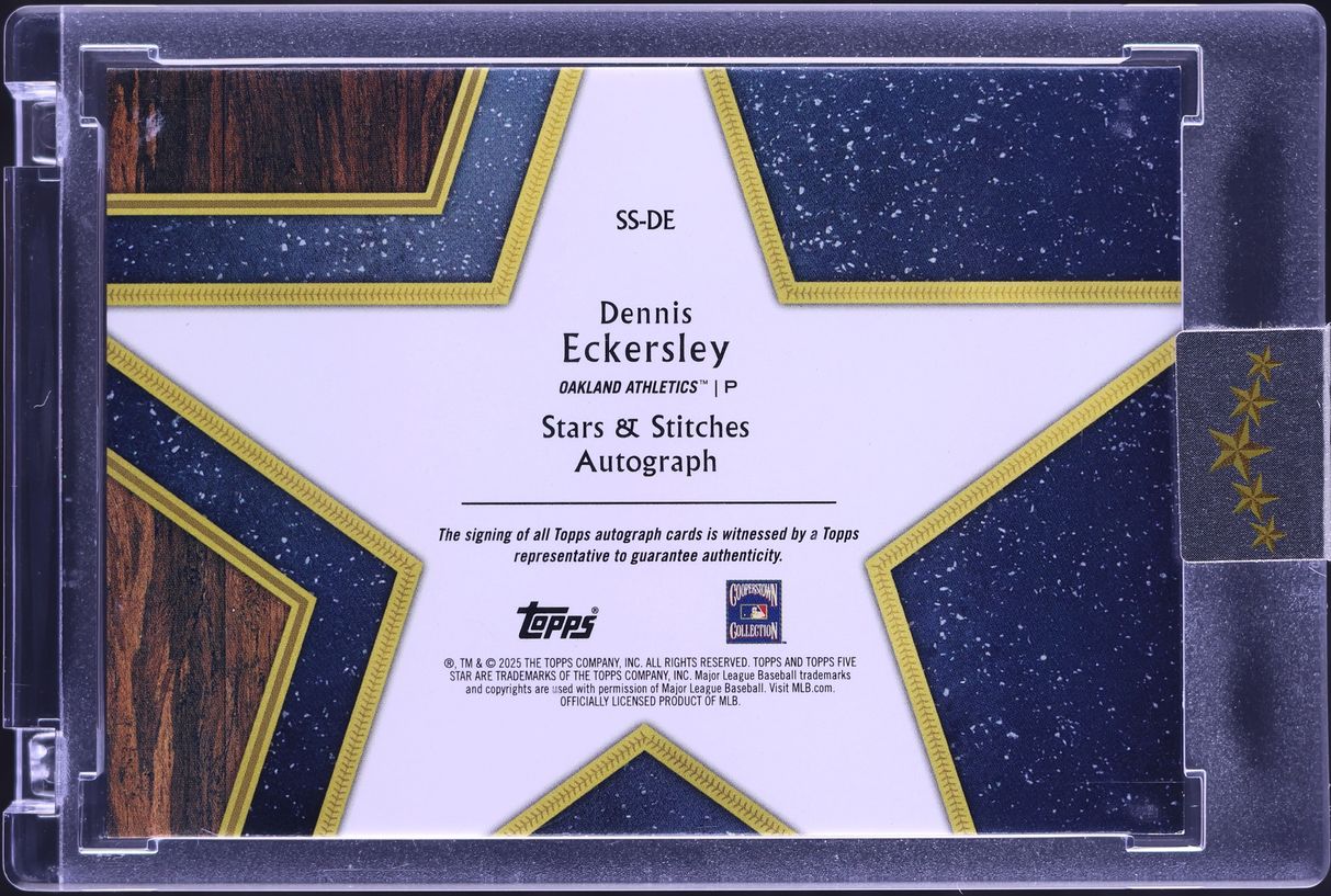 2025 Topps Five Star Stars & Stiches Gold Dennis Eckersley AUTO /10 #SS-DE