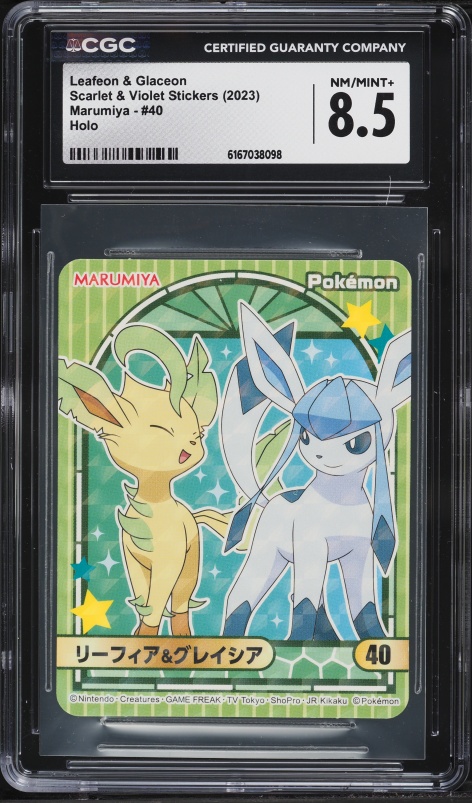 2023 Pokemon Japanese SV Stickers Marumiya Holo Leafeon & Glaceon #40 CGC 8.5 NM-MT+