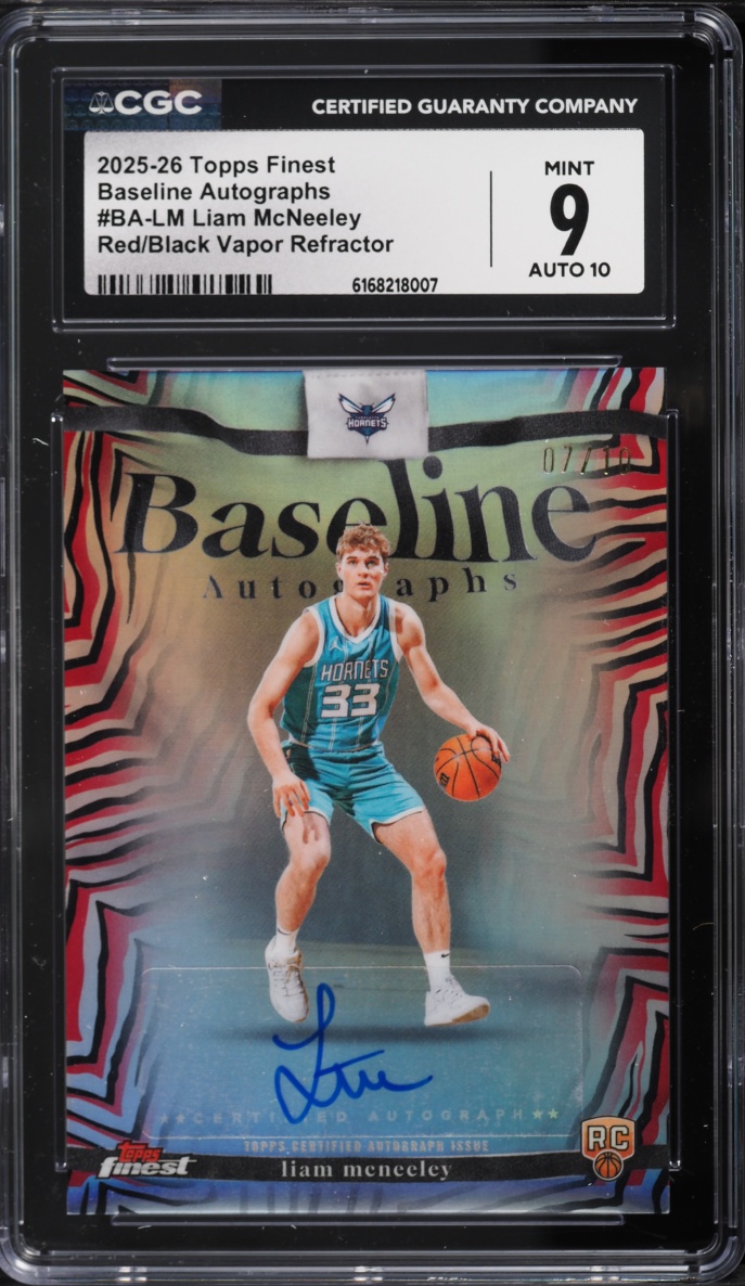 2025 Finest Baseline Red Black Vapor Refractor Liam McNeeley ROOKIE AUTO /10 #BA-LM CGC 9 MINT
