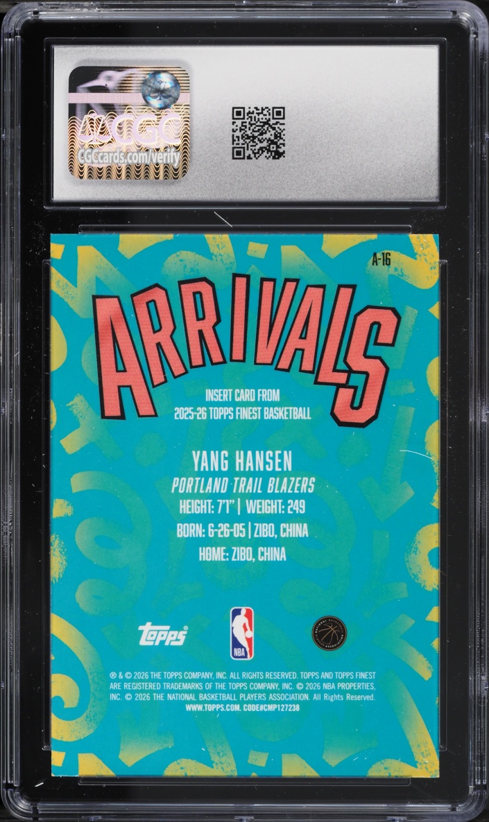 2025 Finest Arrivals Geometric Refractor Yang Hansen ROOKIE #A-16 CGC 10 GEM MINT
