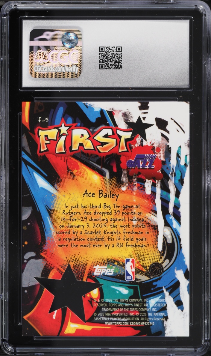 2025 Finest First Refractor Die-Cut Ace Bailey ROOKIE /75 #F-5 CGC 9 MINT