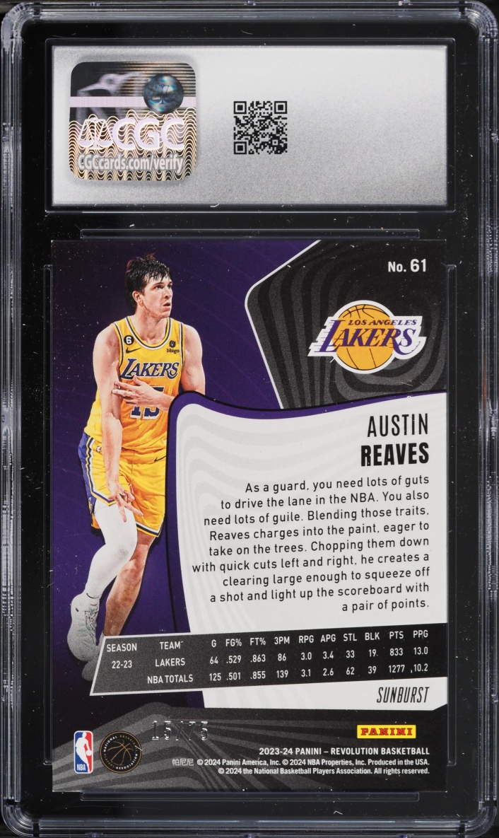 2023 Panini Revolution Sunburst Austin Reaves /75 #61 CGC 9 MINT