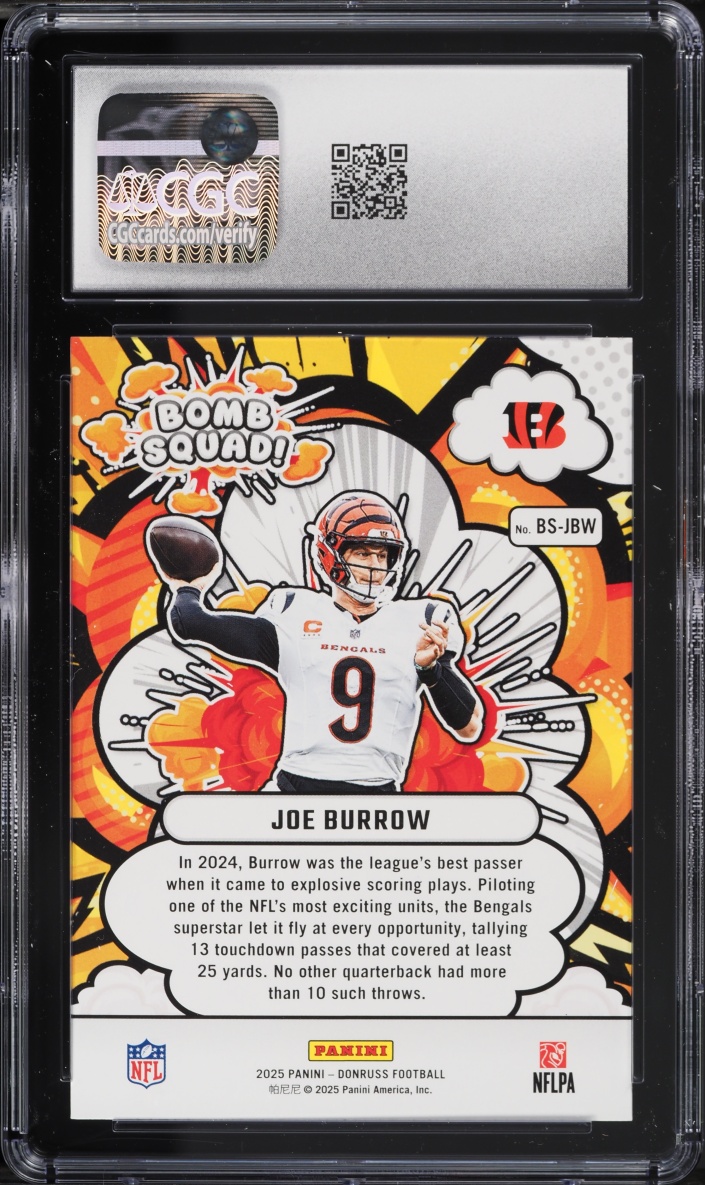 2025 Donruss Bomb Squad! Joe Burrow #BS-JBW CGC 10 GEM MINT