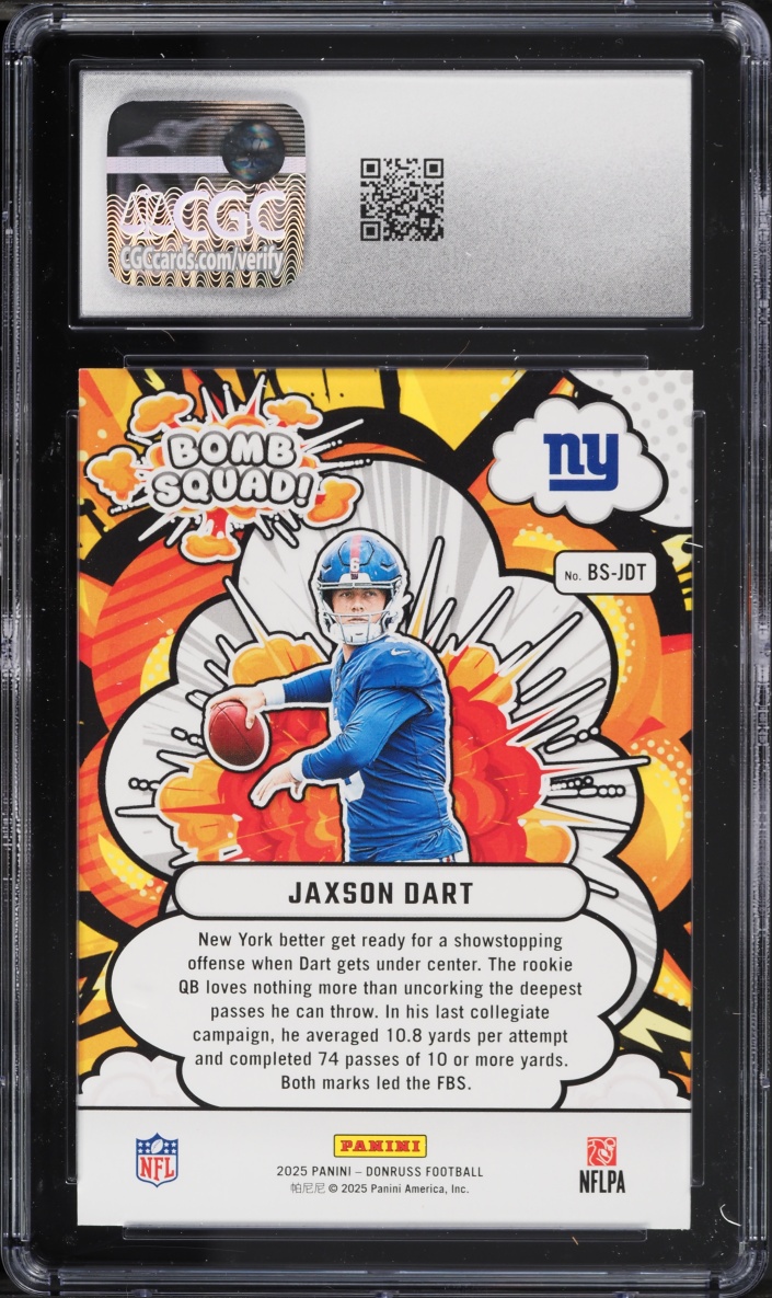 2025 Donruss Bomb Squad Jaxson Dart ROOKIE #BS-JDT CGC 9 MINT