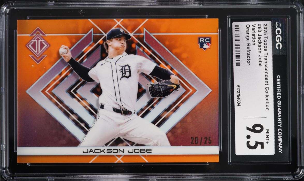 2025 Topps Transcendent Collection Orange Refractor Jackson Jobe ROOKIE /25 #60 CGC 9.5 MINT+