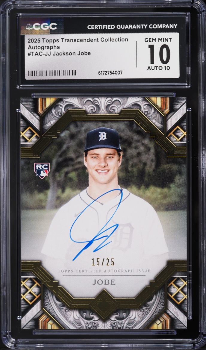2025 Topps Transcendent Collection Jackson Jobe ROOKIE AUTO /25 #TAC-JJ CGC 10 GEM MINT