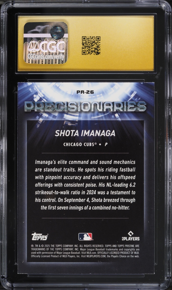 2025 Topps Pristine Precisionaries Purple Refractor Shota Imanaga /99 #PR-26 CGC 10 PRISTINE