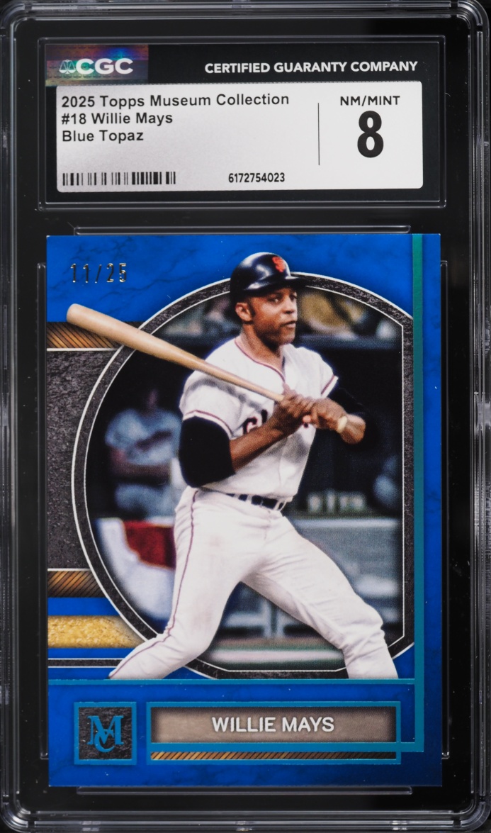 2025 Topps Museum Collection Blue Topaz Willie Mays /25 #18 CGC 8 NM-MT
