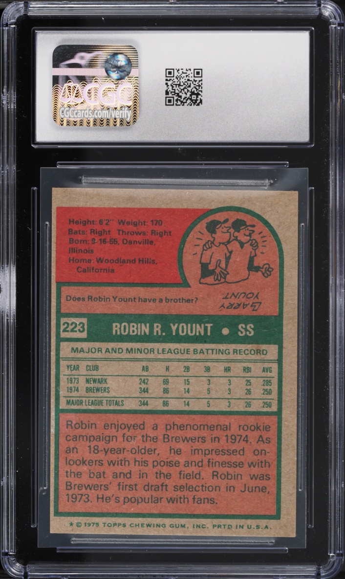 1975 Topps Robin Yount ROOKIE #223 CGC 5.5 EX+